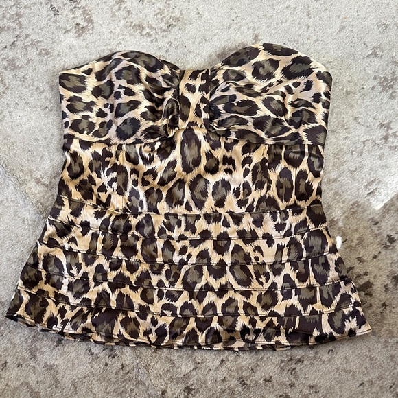 Leopard Print Strapless Top - Picture 1 of 5